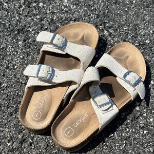 Cat & Jack Girls' Glitter Pearl Double-Buckle Sandals